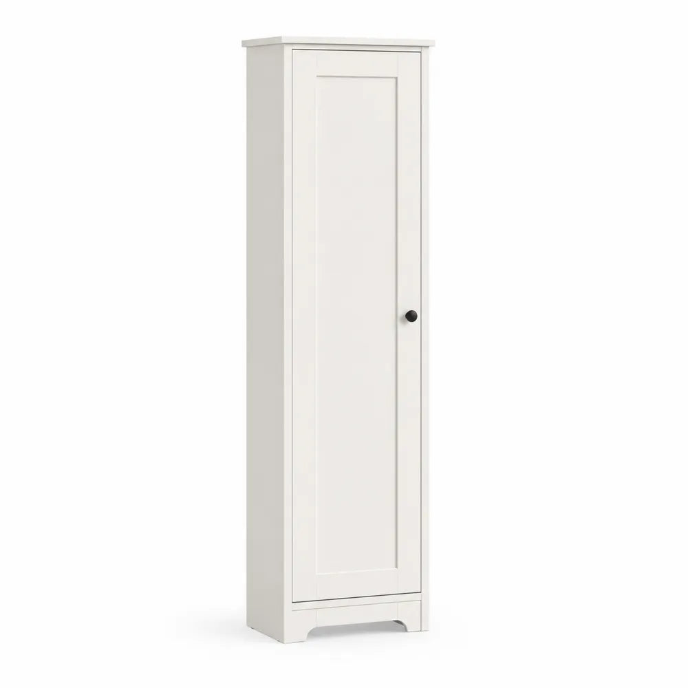 Hochschrank Flurschrank 35 x 30 x 170 cm Holzwerkstoff Weiß mit 1 Tür rechteckig schwarzer Griff