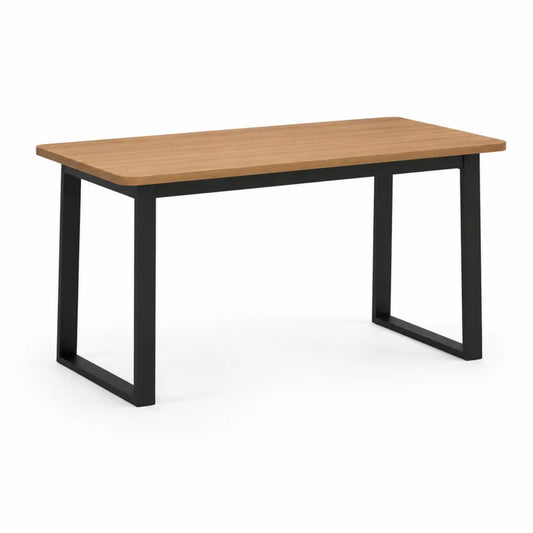 Esstisch 140 x 80 x 75 cm rechteckig Holzwerkstoff Eiche Schwarz Metallgestell U-Form