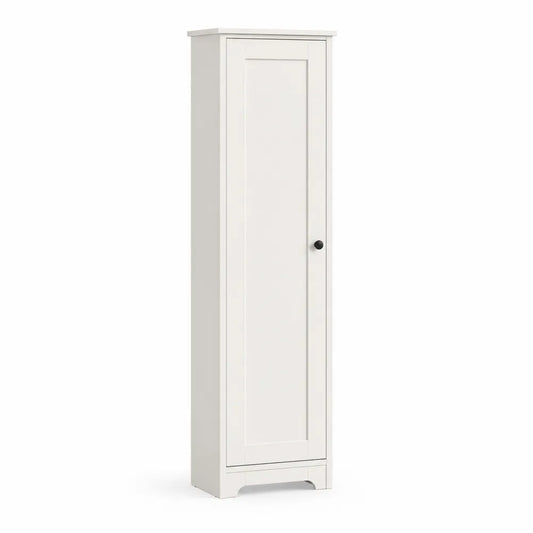 Hochschrank Flurschrank 35 x 30 x 170 cm Holzwerkstoff Weiß mit 1 Tür rechteckig schwarzer Griff