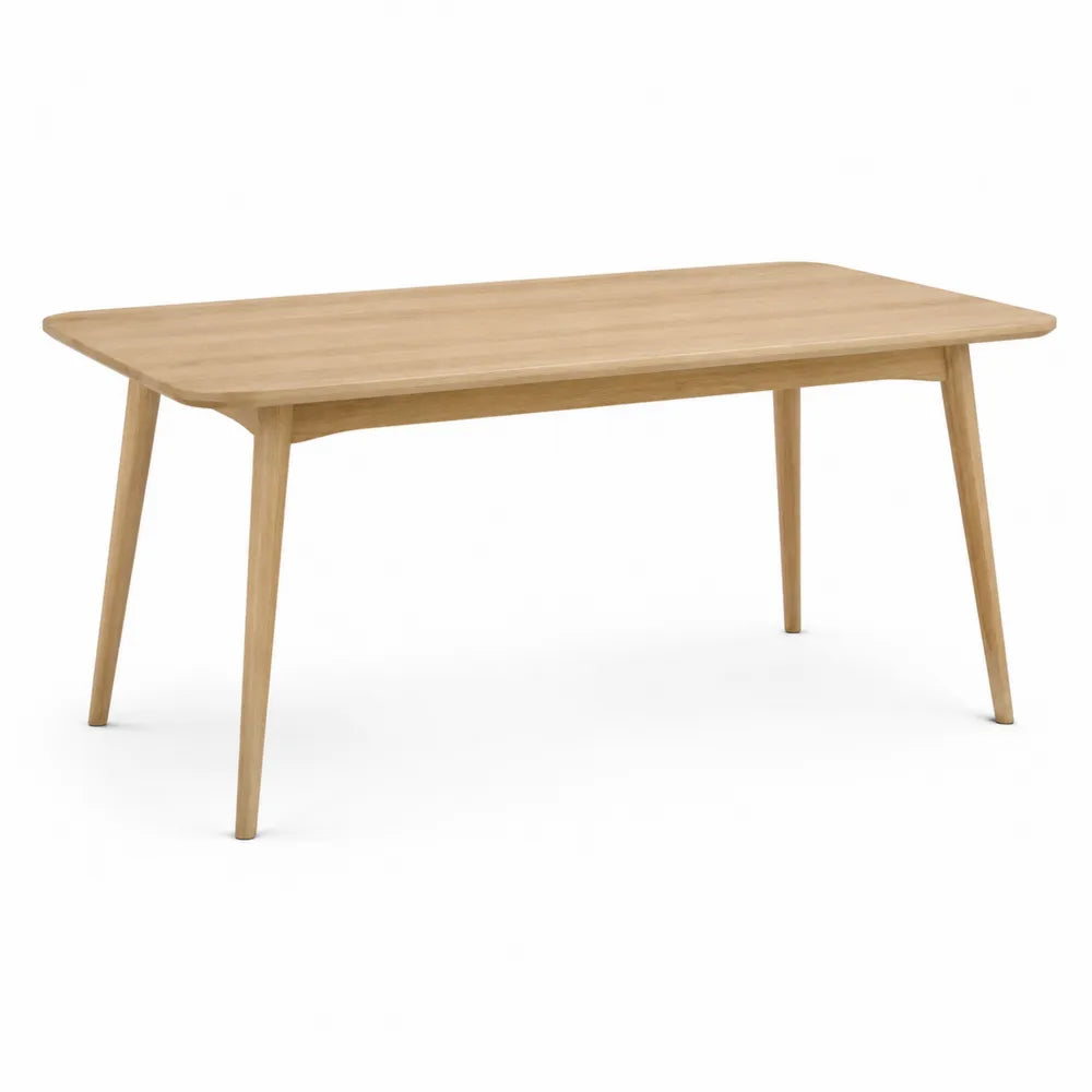 Esstisch 160 x 80 x 75 cm Naturholz Rechteckig Holzoptik mit 4 schrägen Beinen Esszimmer Tisch