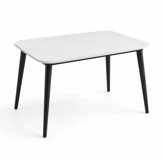 Esstisch rechteckig 120 x 80 x 75 cm Sinterkeramik Marmoroptik Tischplatte Stahl Vierfußgestell schwarz weiß